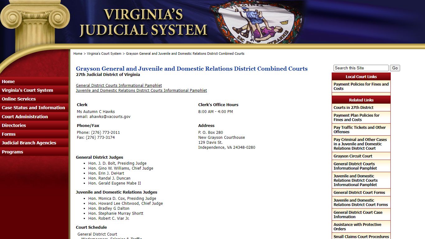 Grayson General and Juvenile and Domestic ... - Judiciary of Virginia